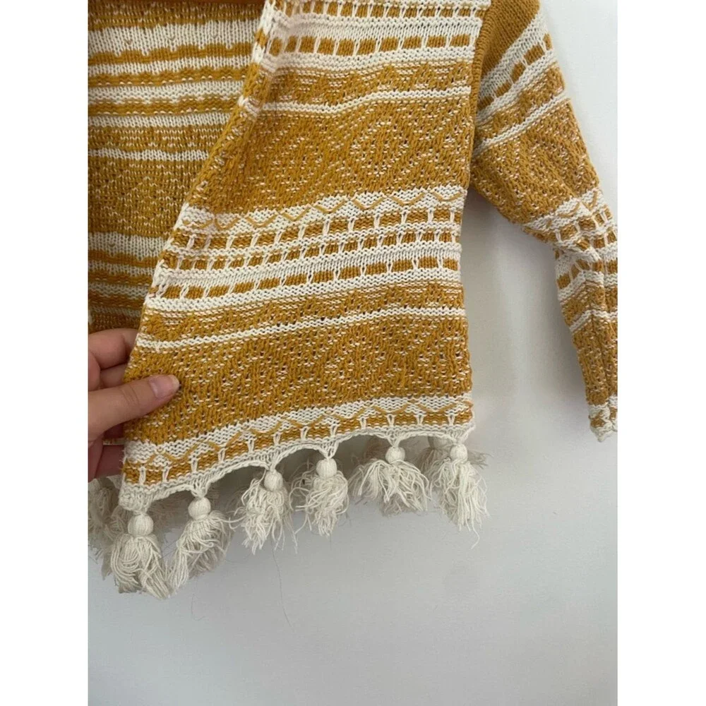 Oshkosh B’gosh Girls Yellow Tassel Cardigan Knit Jacket Boho Cotton size 3T